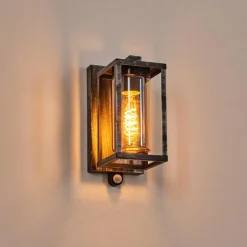 Portalis Lampe murale d´extérieur Noir, Argenté, 1 lumière, Détecteur de mouvement