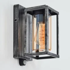 Portalis Lampe murale d´extérieur Noir, Argenté, 1 lumière, Détecteur de mouvement