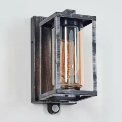 Portalis Lampe murale d´extérieur Noir, Argenté, 1 lumière, Détecteur de mouvement