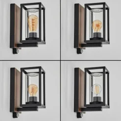 Portalis Lampe murale d´extérieur Brun, Couleur bois, Noir, 1 lumière, Détecteur de mouvement