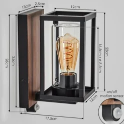 Portalis Lampe murale d´extérieur Brun, Couleur bois, Noir, 1 lumière, Détecteur de mouvement