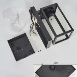 Portalis Lampe murale d´extérieur Brun, Couleur bois, Noir, 1 lumière, Détecteur de mouvement