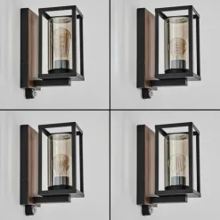Portalis Lampe murale d´extérieur Brun, Couleur bois, Noir, 1 lumière, Détecteur de mouvement