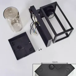 Portalis Lampe murale d´extérieur Brun, Couleur bois, Noir, 1 lumière, Détecteur de mouvement