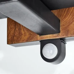 Portalis Lampe murale d´extérieur Brun, Couleur bois, Noir, 1 lumière, Détecteur de mouvement