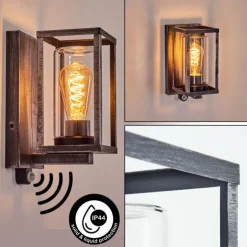 Portalis Lampe murale d´extérieur Noir, Argenté, 1 lumière, Détecteur de mouvement