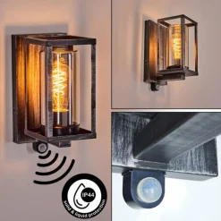 Portalis Lampe murale d´extérieur Noir, Argenté, 1 lumière, Détecteur de mouvement