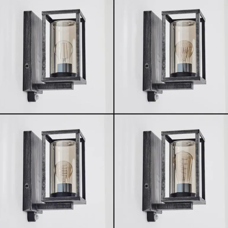 Portalis Lampe murale d´extérieur Noir, Argenté, 1 lumière, Détecteur de mouvement