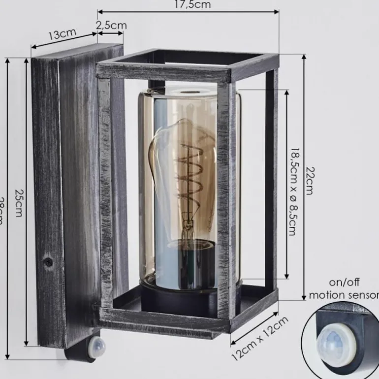 Portalis Lampe murale d´extérieur Noir, Argenté, 1 lumière, Détecteur de mouvement