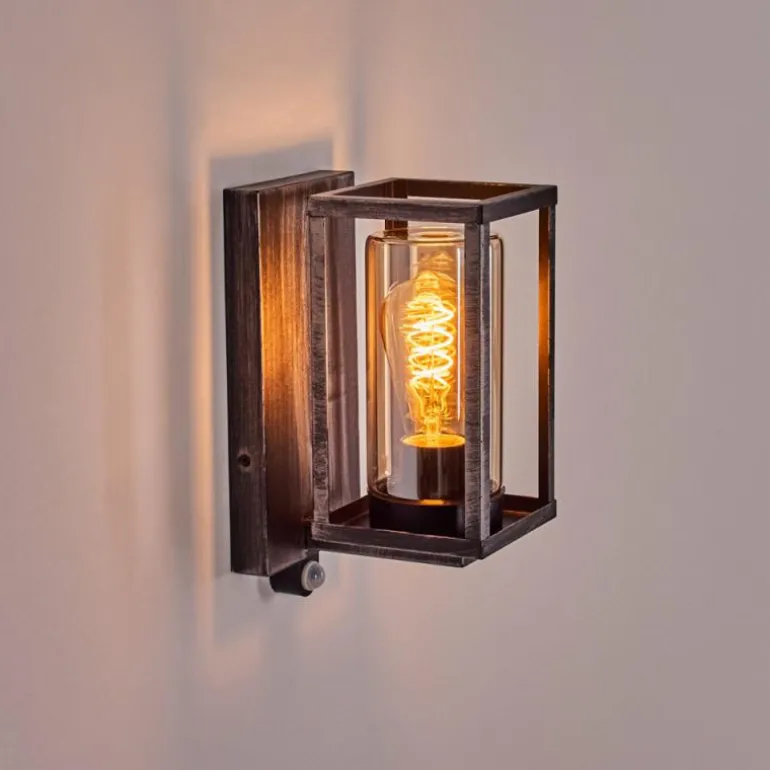 Portalis Lampe murale d´extérieur Noir, Argenté, 1 lumière, Détecteur de mouvement