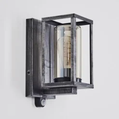 Portalis Lampe murale d´extérieur Noir, Argenté, 1 lumière, Détecteur de mouvement