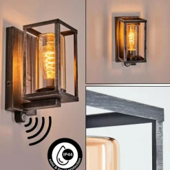 Portalis Lampe murale d´extérieur Noir, Argenté, 1 lumière, Détecteur de mouvement