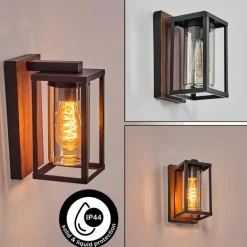 Portalis Lampe murale d´extérieur Brun, Couleur bois, Noir, 1 lumière
