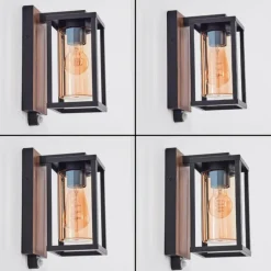 Portalis Lampe murale d´extérieur Brun, Couleur bois, Noir, 1 lumière, Détecteur de mouvement