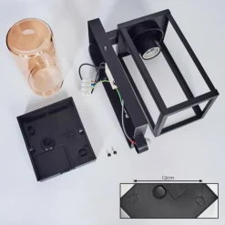 Portalis Lampe murale d´extérieur Brun, Couleur bois, Noir, 1 lumière, Détecteur de mouvement