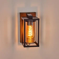 Portalis Lampe murale d´extérieur Brun, Couleur bois, Noir, 1 lumière, Détecteur de mouvement