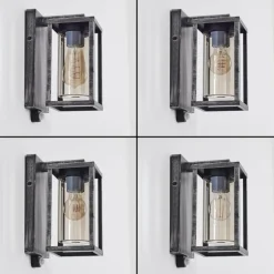 Portalis Lampe murale d´extérieur Noir, Argenté, 1 lumière, Détecteur de mouvement