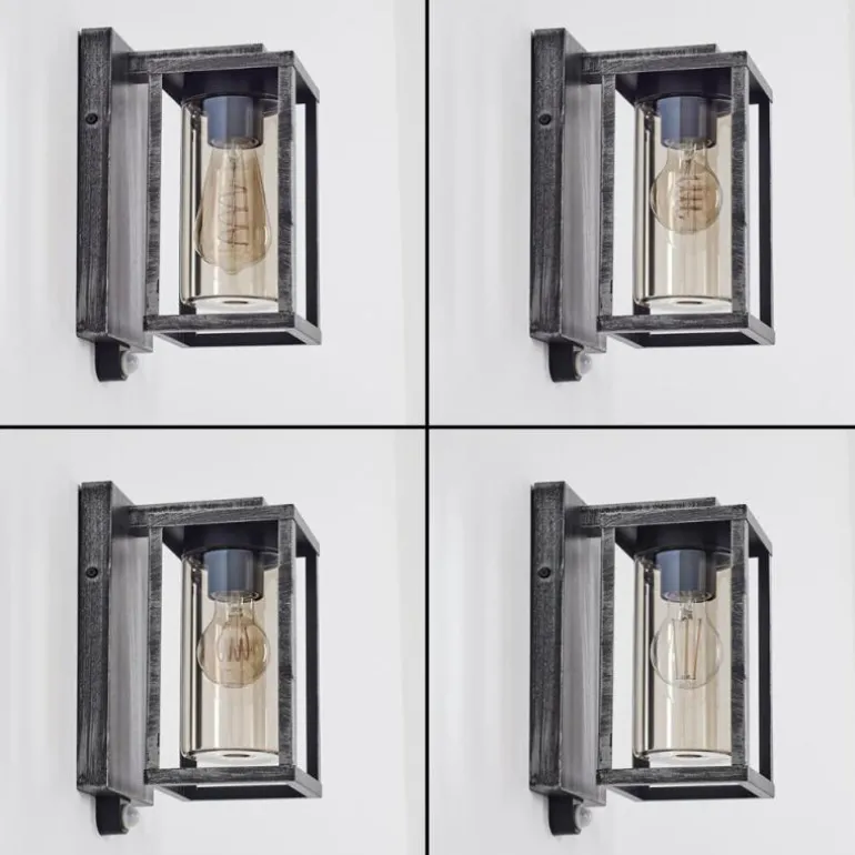 Portalis Lampe murale d´extérieur Noir, Argenté, 1 lumière, Détecteur de mouvement