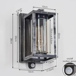 Portalis Lampe murale d´extérieur Noir, Argenté, 1 lumière, Détecteur de mouvement