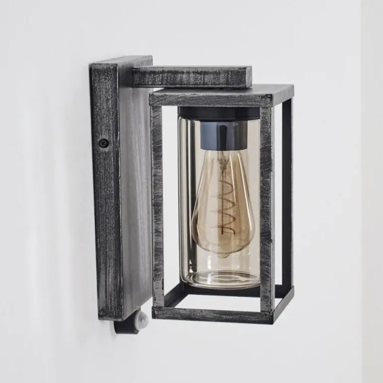 Portalis Lampe murale d´extérieur Noir, Argenté, 1 lumière, Détecteur de mouvement