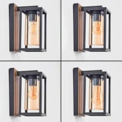Portalis Luminaire extérieur, Lampe murale d´extérieur Brun, Couleur bois, Noir, 1 lumière