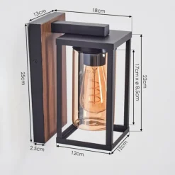 Portalis Luminaire extérieur, Lampe murale d´extérieur Brun, Couleur bois, Noir, 1 lumière