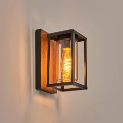 Portalis Luminaire extérieur, Lampe murale d´extérieur Brun, Couleur bois, Noir, 1 lumière