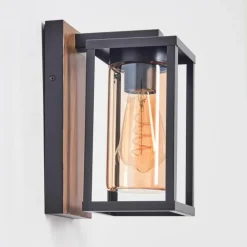 Portalis Luminaire extérieur, Lampe murale d´extérieur Brun, Couleur bois, Noir, 1 lumière