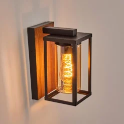 Portalis Luminaire extérieur, Lampe murale d´extérieur Brun, Couleur bois, Noir, 1 lumière