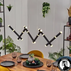 Pousseline Suspension, Suspension LED Noir, 1 lumière