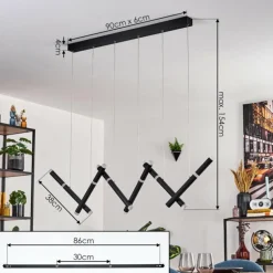 Pousseline Suspension, Suspension LED Noir, 1 lumière