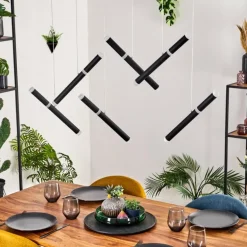 Pousseline Suspension, Suspension LED Noir, 1 lumière