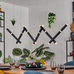 Pousseline Suspension, Suspension LED Noir, 1 lumière