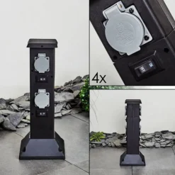 Prises électriques d'extérieur Gervais Gris, Noir