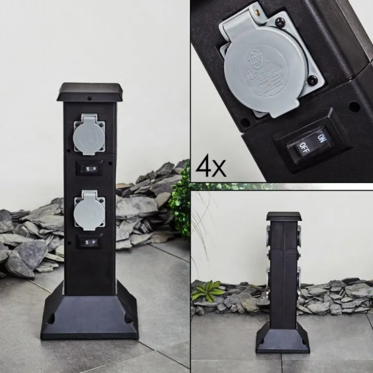 Prises électriques d'extérieur Gervais Gris, Noir