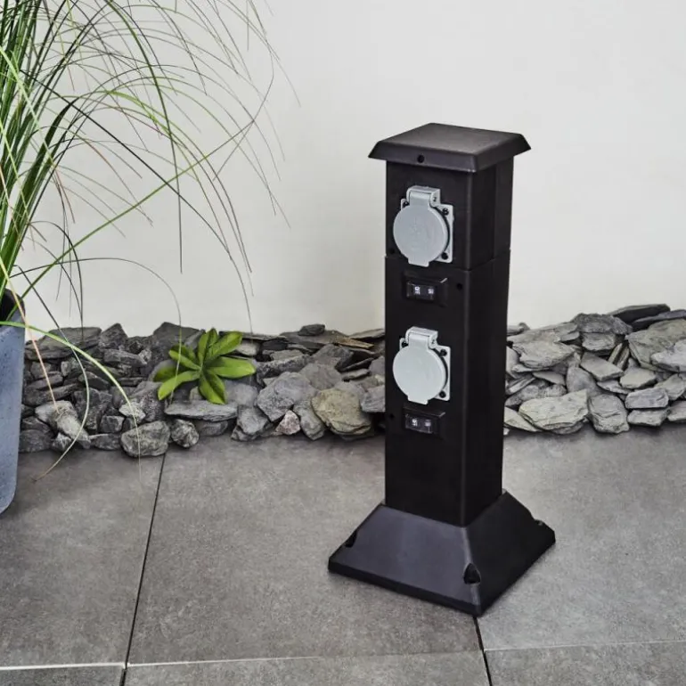 Prises électriques d'extérieur Gervais Gris, Noir