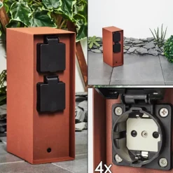 Prises électriques d'extérieur Abilene Rouille, Noir