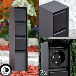 Prises électriques d'extérieur Reigolil Anthracite, Noir