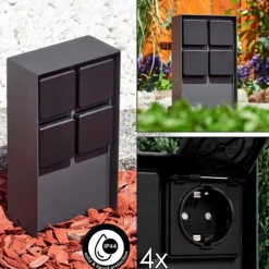 Prises électriques d'extérieur Reigolil Anthracite, Noir