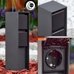 Prises électriques d'extérieur Reigolil Anthracite, Noir