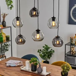 Quinteiro Suspension Noir, 6 lumières