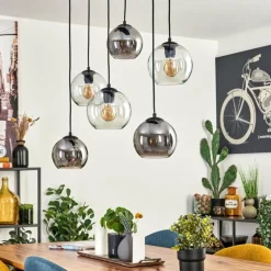 Quinteiro Suspension Noir, 6 lumières