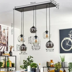 Quinteiro Suspension Noir, 6 lumières