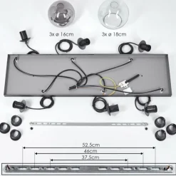 Quinteiro Suspension Noir, 6 lumières