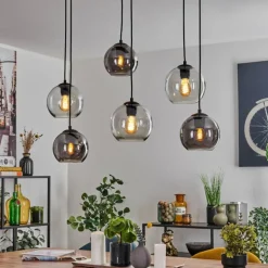 Quinteiro Suspension Noir, 6 lumières