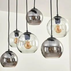 Quinteiro Suspension Noir, 6 lumières