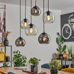 Quinteiro Suspension Noir, 6 lumières