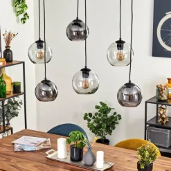 Quinteiro Suspension Noir, 6 lumières