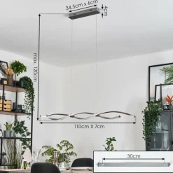 Radogna Suspension, Suspension LED Argenté, 2 lumières