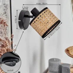 Ramila Applique murale, Spot mural Noir, 1 lumière